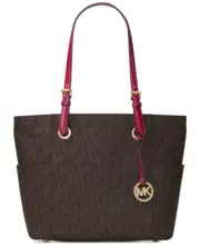 Michael Kors Jet Set Signature EW Tote Brown Cherry Red *Non Outlet*