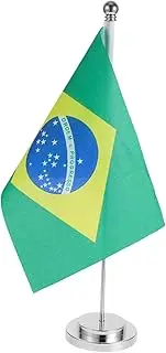 FUNNETOYU Table Flag Stand for Brazil Flag Polyester Material Display Stand for Home Office Decor