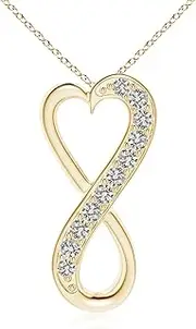 [Angara] Natural Pave-Set Diamond Infinity Heart Pendant Necklace in Sterling Silver/14ct Solid Gold for Women | April Birthstone Jewellery for Her