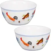 Mikinona 2 Pcs Doucai Chicken Cup Ceramic Tea Cup Kung Fu Tea Cup Set for Home Tea House or Restaurant