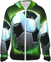 [FHEDVBN] Men's UPF 50+ Cool Soccer Ball Sun Protection Hoodie Long Sleeve Rash Guard Hiking Running Workout Shirt