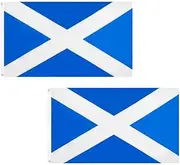 2PCS 90X60cm Scotland Scottish Flag - Outdoor Both Sides Heavy Duty100D Polyester,Canvas Header and Double Stitched - Brass Grommets for Easy Display, Scottish Flag