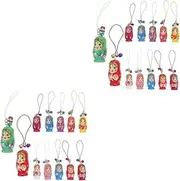 Gadpiparty 2sets Nesting Dolls Wrist Lanyard Keychain Holder Phone Wrist Strap Decorative Hanging Rope Unique Matryoshka Pendant 12pcs*2 Random Color