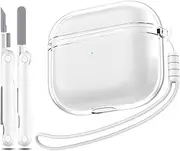 MHYALUDO Airpods 3rd Generation Case Cover, Clear Soft TPU Transparent Military Grade Shockproof Protective Case with Cleaning Pen for Apple Airpods 3 Charging case 2021, Clear White