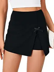 [KIFOVEN] Women's Summer High Waist Wrap Side Split Bow Tie Casual Shorts Mini Skirt Skort
