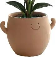 Ceramic Plant Pot,Flower Pots Indoor - Home Decoration Smiling Face Planter for Garden Balcony Bonsai Yard Men Desk Workplace Courtyard Women Indoor Outdoor