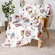 Rajahubri Cat Throw Blanket Cute Cat Pattern Blanket Ultra Soft Flannel Fleece Blankets Lightweight Cozy Fluffy Plush Blanket for Bed Couch Sofa 50" X 60"