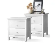 Oikiture Bedside Tables Set of 2 Nightstand Side Table Storage Cabinet 2 Drawers