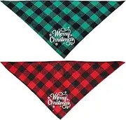 GREENADSCAPE 2pcs Plaid Pet Scarf Holiday Bandanas for Small Dogs Christmas Dog Scarves Dog Triangle Bibs Bandana Dog Collar Dog Triangle Bandana Xmas Puppy Scarf Bandana Bib Dog Bib Cotton