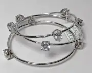 Nolan Miller Glamour Collection Set of 3 Silver Tone Bangles w/ Rhinestones New