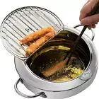 304 Stainless Steel Deep Fryer Pot, Frying Chicken Pot, Tempura Deep Fryer with