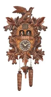 Quartz Cuckoo Clock with music 7 leaves, 3 birds TU 369 QMT HZZG NEW