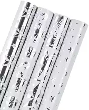 Jumbo Christmas Wrapping Paper Roll - Silver Snowflakes, Christmas - Silver