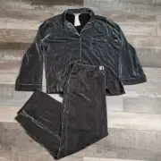 Victoria's Secret Shimmer Pajama Set Black Silver Sparkle Glitter Shine Size XL