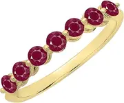[Dazzlingrock Collection] 14K Round Gemstone Ladies 7 Stones Anniversary Wedding Band Ring, Yellow Gold