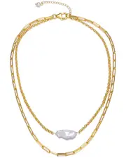 Genevive 14K Over Silver 20-22mm Pearl Necklace