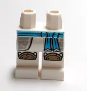 Lego - Minifigure Legs - White, Blue Belt, Armor Robe