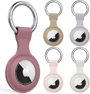 5 Pack for Apple Airtag Cases,AirTags Holder with Keychain, Soft Silicone Lightweight Anti-Scratch Shockproof Air Tag Holder for Luggage,Keys, Dog Collar