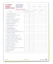 27 Point Inspection - 2 Part Carbonless Vehicle Inspection Form - 8-1/2"×11"