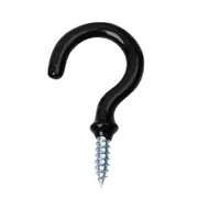 38mm Cup Hooks PVC Coated Metal Screw In Ceiling Vinyl Ring Plant Jewelry Hanger Holder Indoor Outdoor Black