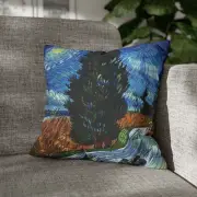 CUSHION COVER PILLOW CASE|VINCENT VAN GOGH - ROAD WITH CYPRESS AND STAR ART