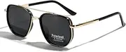 [LIGOES] TR90 Polarised Sunglasses Retro Square Flattop Sunglasses Double Bridge Full Frame UV400 Lens Glasses
