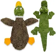 2-in-1 Fun Skin Stuffless Dog Squeaky Toy by Best Pet Supplies - Wild Duck & Alligator Bundle, Large (PT43T-45-S)