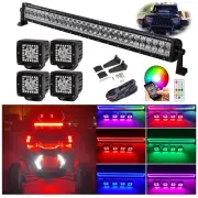 Off-road Led Light Bar w/ RGB Halo & 4pcs 3inch Pods Fog Lamp for SUV Truck 4X4