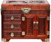 [CFZSALK] Watch Box Watch Holder Wooden Red Jewelry Box With Lock, Earrings Necklaces Watches Jewelry Storage Boxes Chinese Style Watch Case KeYJ