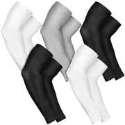5 Pairs Arm Sleeves for Men Women, UV Sun Large 2 Black/2 White/1 Grey