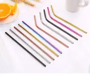 Reusable Stainless Steel Metal Straws Drinking Washable Straw + 1 Brush