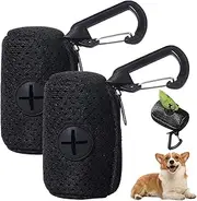 Dog Poop Bag Holder 2Pcs Mesh Zippered Dog Poop Bag Dispenser with Buckle Washable Portable Dog Poop Bag Holder for Leash Pet Bag No Poop Bag Black
