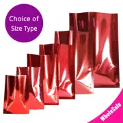 Many Sizes for Glossy Red Flat Foil Mylar Heat-Sealable Open Top Pouch Bag R05