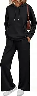 [AUTOMET] Womens 2 Piece Outfits Sweatsuits Lounge Matching Fall Sets Jogging Suit Oversized Hoodie Wide Leg Sweatpant Clothes