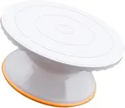 CONGARTENO 1pc Plastic Cake Turntable White Revolving Cake Stand for Decorating Compression Resistant Non Slip Base Easy to Clean Rotating Design and Borders