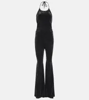 [Alexandre Vauthier] Alexandre Vauthier Halterneck flared velvet jumpsuit AU 8 black