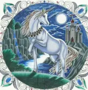 Liz / Susan Roberts Night Time Unicorn Handpainted Needlepoint Canvas