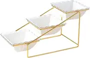 Perfk Three Tiered Serving Stands Serving Dishes Food Presentation Cookies Serving Platters 3 Tier Serving Tray for New Year Party, Style C