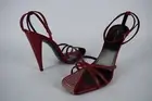 NIB! Womens YSL Saint Laurent Paris Red Leather Palladio Studded Sandals 40/10