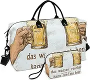 [ZRYSMY] Beer Hands Yellow Duffel Bag for Traveling, Travel Bag Gym Bag, with Multiple Interior Pockets Shoulder Weekender Bag for Women Men with Toiletry Bag 20.5L x 1.9W x 13.8H, Multi-Colored, one
