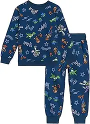 [Disney] Pixar Toy Story Woody Buzz Lightyear Slinky Dog Little Boys French Terry Sweatshirt and Jogger Pants Set 7-8