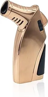 JOBON Torch Lighter, Triple Jet Flame Butane Lighter with Punch and Safety Lock (Butane Gas Not Included) (Rose Gold)