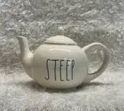 Rae Dunn Teapot Artisan Collection Farmhouse White Ceramic “STEEP” 6 cups