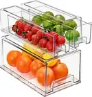 Sorbus Fridge Drawers Clear Stackable Pull-Out -1 Large, 2 Small Bins (3 Pack)