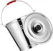 INOOMP Firewood Bucket Grill Drip Barrel Stainless Steel Bucket with Lid Metal Oil Container Grill Accessories Charcoal Storage Bin Silver Stainless Steel