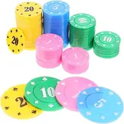 WOONEKY Mahjong Poker Chips 100 Counting Chips Game Reward Props Bright Colors for Poker School Sorting