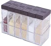 Set of 6 Spice Shaker Jars Seasoning Box，Condiment Jar Storage Container with Tray for Salt Sugar Cruet Pepper Brown