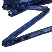 11 Yard Sequins Trim Ribbon 0.5 Inch Sequin Gimp Braid Trim, Navy Blue