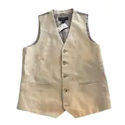 NWT Pronto Uomo Platinum Beige Linen Vest Small