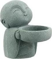 Landical Buddha Sandstone Statues, Zen Monk Praying Statue Sculptures Ornament for Wealth Good Luck Feng Shui Decor Home Office Car Decoration(Jizo Monk)